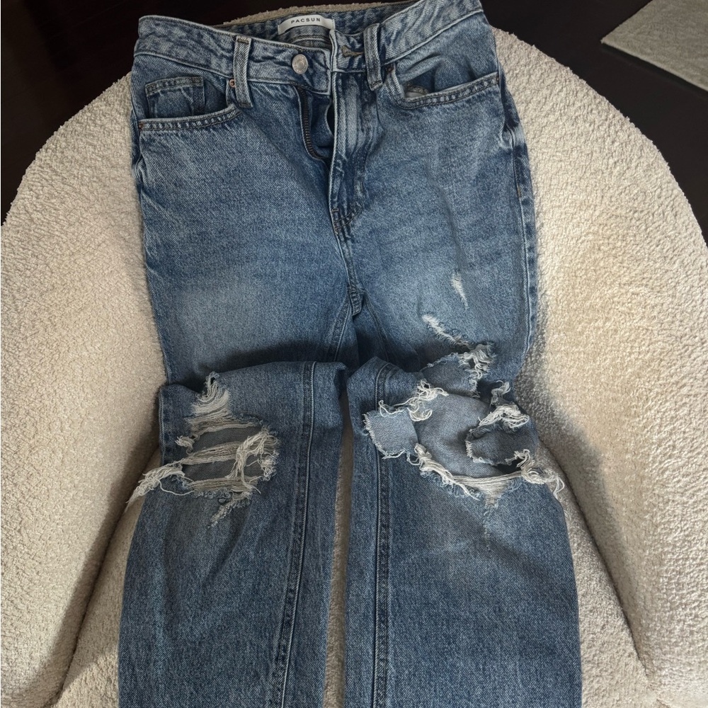 pac sun high waisted ripped mom jean
